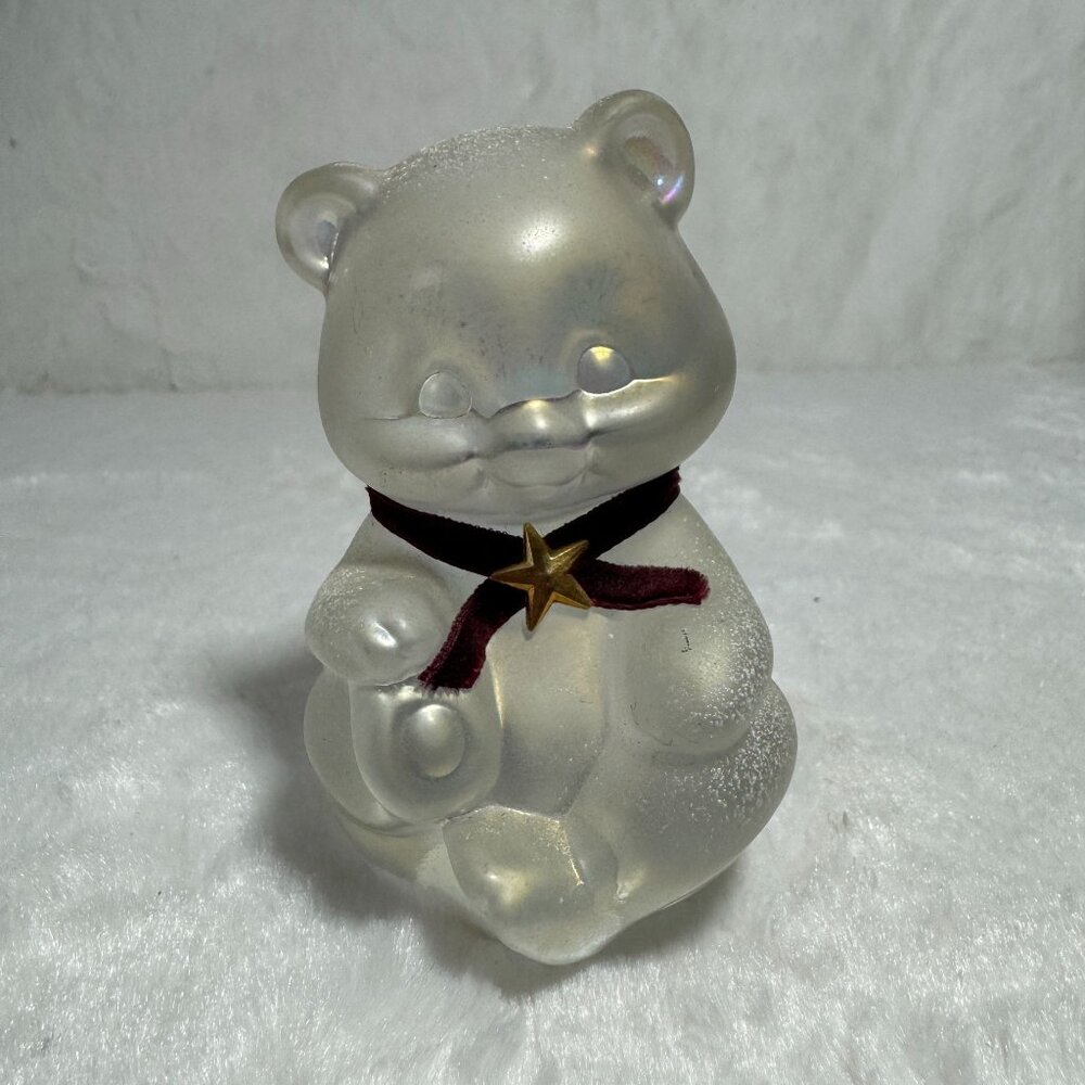 Vintage Fenton Frosted Iridescent Glass Frosted Snow Ice Bear Icicle Kingdom